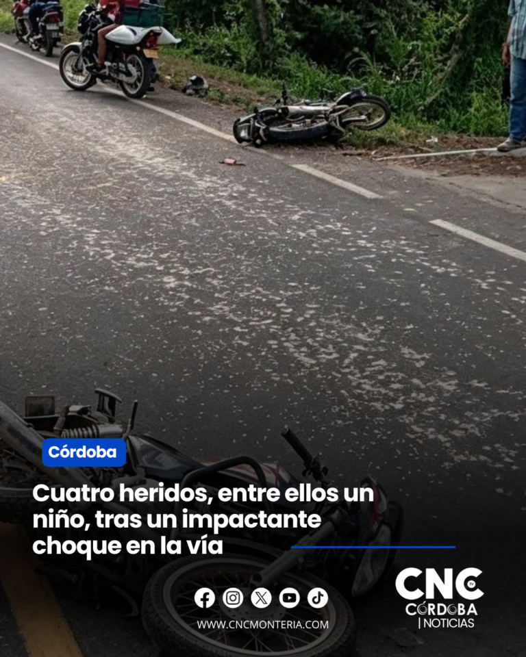 ¡Brutal choque de motos! Cuatro heridos, entre ellos un niño, tras un impactante accidente en una vía de Córdoba