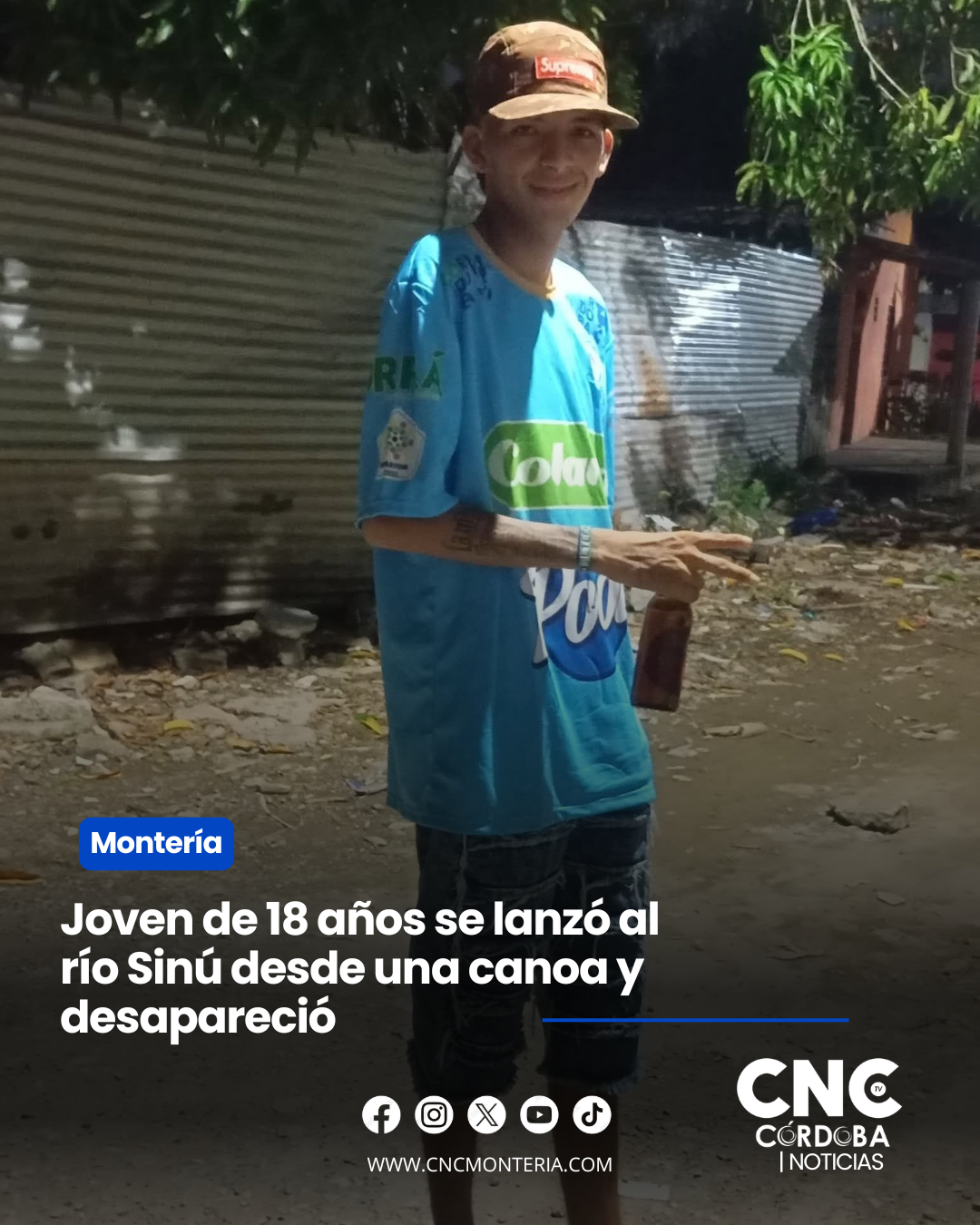 ¡Trágico paseo de amigos! Un joven de 18 años se lanzó al río Sinú desde una canoa y desapareció por completo