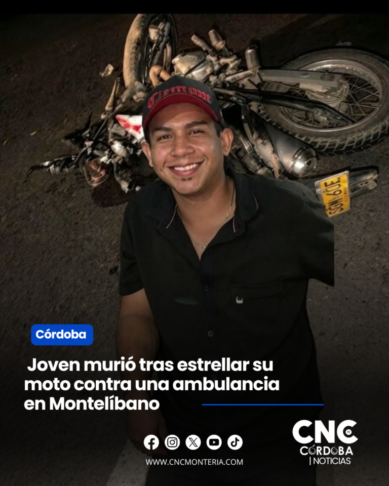 El hijo de un comerciante murió tras estrellar su moto contra una ambulancia en Montelíbano