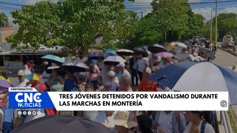 Tres jóvenes detenidos por vandalismo durante las marchas en Montería